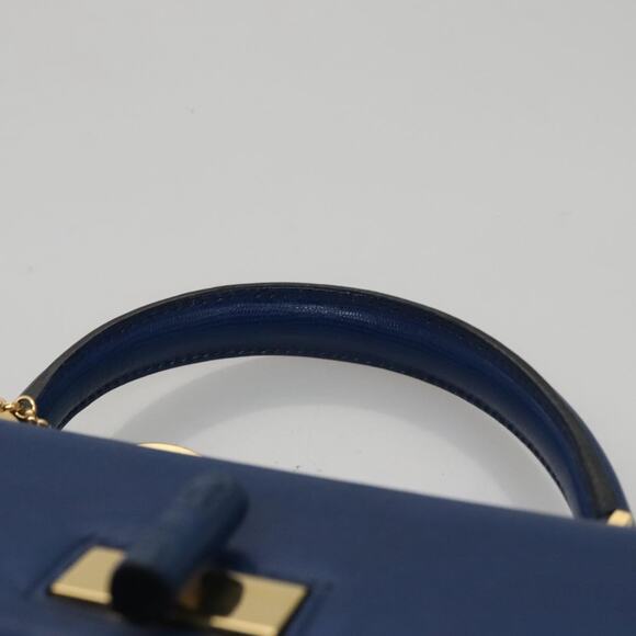 CELINE Hand Bag Leather Blue Gold - Picture 8 of 13